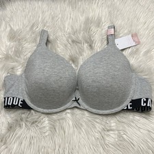 Cacique 44C Bra Gray Boost Plunge Underwire Back Closure Cotton Stretch NEW