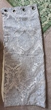 Lined jacquard style silver/grey eyelet curtains - 2 pairs 42in x 53in drop