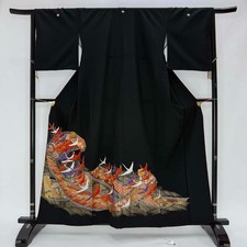 Japanese Kimono polyester wedding kimono Black tomesode "kurotomesode" 5000