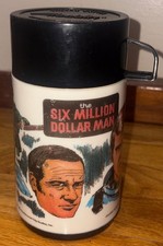 Vintage 1974 The Six Million Dollar Man Aladdin Thermos Universal Studio TV Show