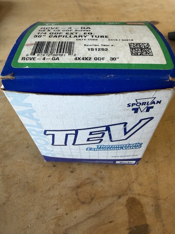 Sporlan RCVE - 4 - GA 1/2 X 1/2 ODF Solder 1/4 ODF EXT. EQ. 30" CAP. TUBE - New
