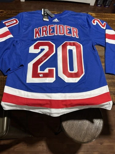 CHRIS KREIDER SIGNED N.Y. RANGERS AUTH. ADIDAS HOCKEY JERSEY Sz.54 FANATICS Holo