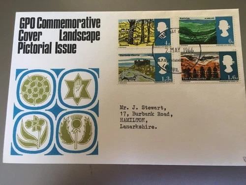 GB STAMPS RARE FIRST DAY COVER 1966 LANDSCAPES PHOSPHOR