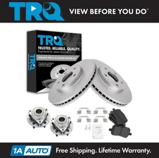 TRQ Front Semi-Metallic Brake Pad Coated Rotor & Wheel Hub Kit for Chevy HHR