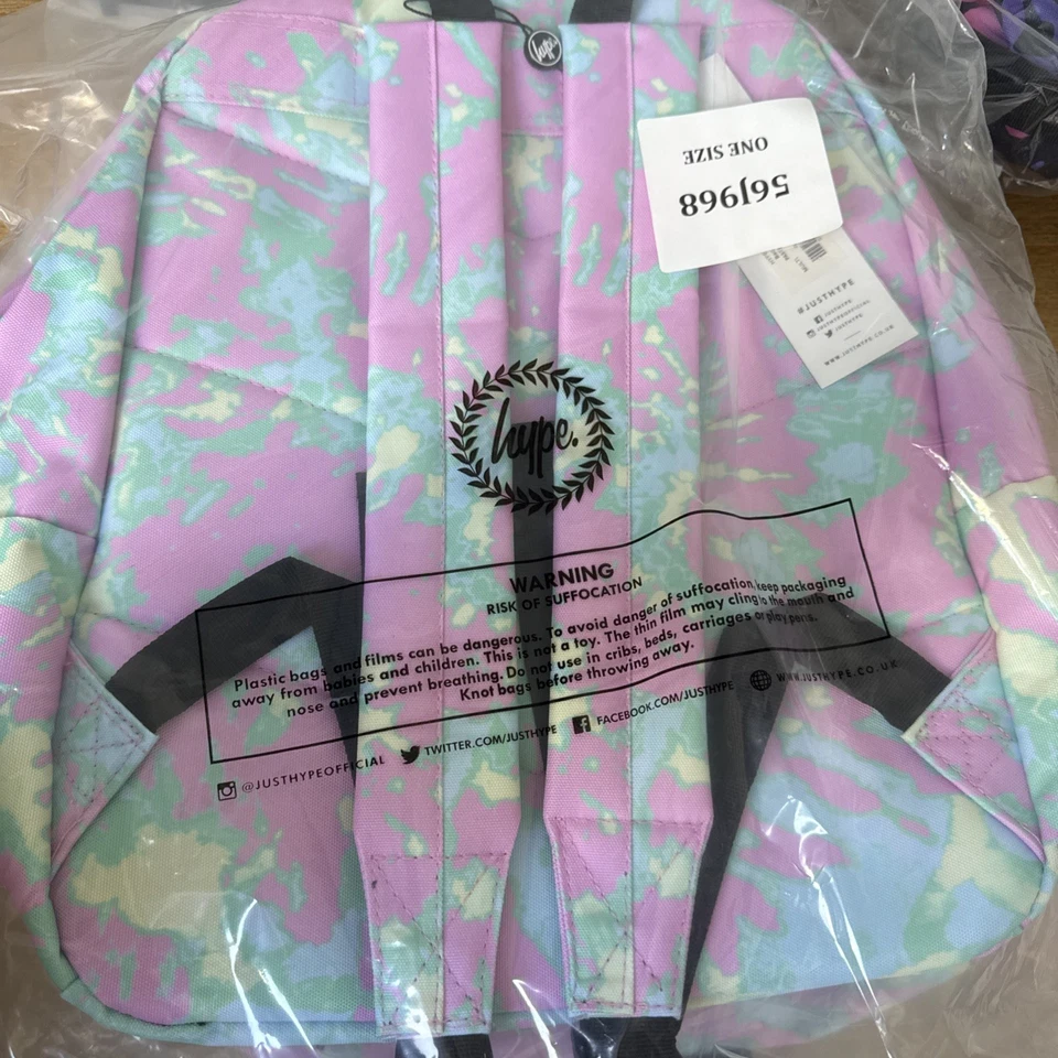  Hype Girls Pastel Tye Dye backpack with pink Pom Pom  - Image 2 of 2