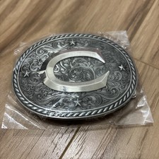ITERA.ME Western Cowboy/Cowgirl Initial "C" Belt Buckle Silver - NEW