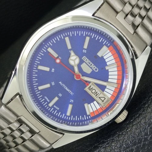 REFURBISHED VINTAGE SEIKO 5 AUTOMATIC 6309A JAPAN MENS BLUE DIAL WATCH a440754-1