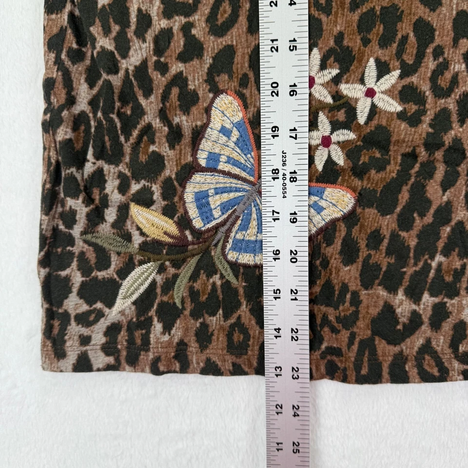 Los Angeles Leopard Print Butterfly Embroidered T-Shirt - Size S - Image 3 of 4