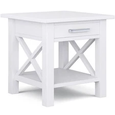 Pemberly Row 21" Square Contemporary Solid Wood End Table in White