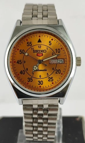Vintage Seiko 5 Automatic Orange Dial 6309 17 Jew D/D Men Wristwatch All Working