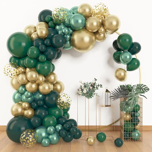 153Pcs Green and Gold Balloon Garland Arch Kit, Different Sizes 18 12 10 5 Inch - Picture 1 of 12