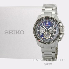 Authentic Seiko Men's Prospex Solar Chronograph Blue Dial Watch SSC275