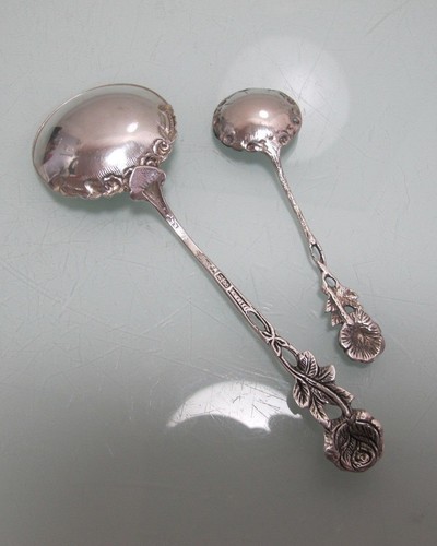 Sahnelöffel + Zuckerlöffel Hildesheimer Rose 800 Silber (A208) - Bild 2 von 3