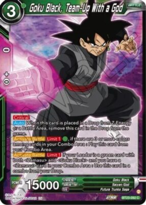 NM-Mint DBS:M Goku Black, Team-Up With a God - BT23-092 - C - Foil Perfect Combi