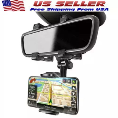 Universal 360 Rotation Car Rear View Mirror Mount Stand GPS Cell Phone Holder US