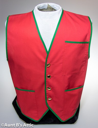 Vest Rd/Gr & Rd/Wht Unisex Poly/Cotton Holiday Button Front Multi Use Vest - 第 1/6 張圖片