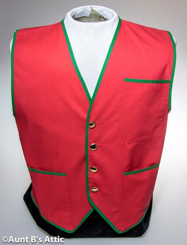 Vest Rd/Gr & Rd/Wht Unisex Poly/Cotton Holiday Button Front Multi Use Vest - Picture 1 of 6