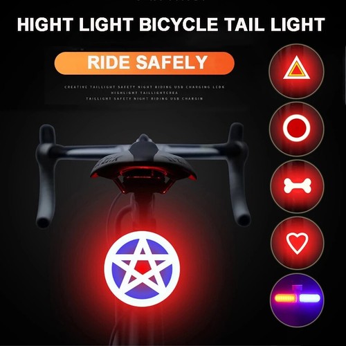 LED Licht USB Aufladung Herzform/Dreieck/Runden Für Fahrrad Rücklicht Camping - Bild 5 von 13