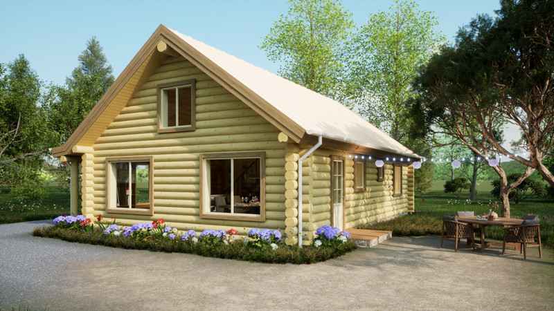 LOG CABIN HOME shell kit logs 1266 sq.ft 36' x 24' with loft and porch - thumbnail 6