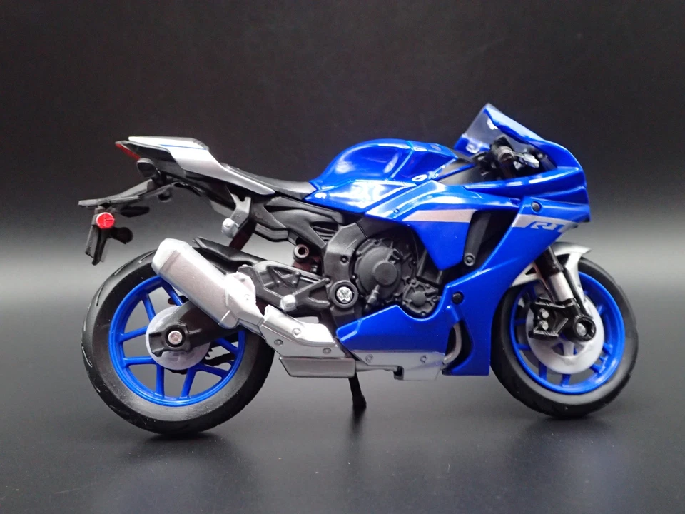 BICICLETA DEPORTIVA YAMAHA YZF-R1 MOTO AZUL ESCALA 1/18 DIORAMA DIECAST MODELO BICICLETA Foto 4 de 4