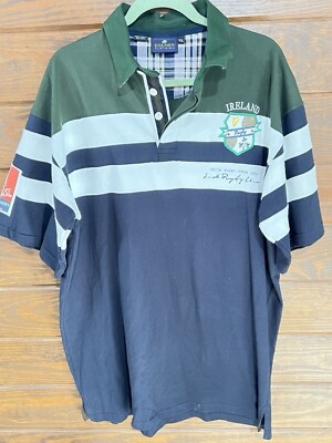 Ireland Irish Rugby Polo Shirt Men's XXL Dolmen Clothing Blue Green Color Block