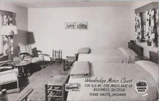 RPPC Postcard Woodridge Motor Court Terre Haute IN 