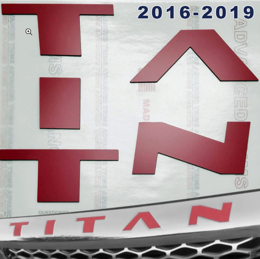 SET OF 2: RED Titan 2016 2017 2018 2019 Hood/Grill + Tailgate Guard Letters