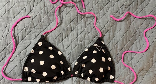 Guess para mujer Talla pequeña Halter Triángulo Bikini Traje De Baño Top  Negro Blanco Caliente Rosa | eBay