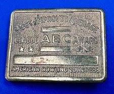 Abc Bowling League Award Vintage Belt Buckle American Congress To Engrave