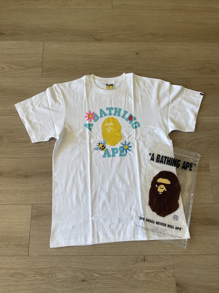 A Bathing Ape BAPE White Blossom Bees College Tee Multiple