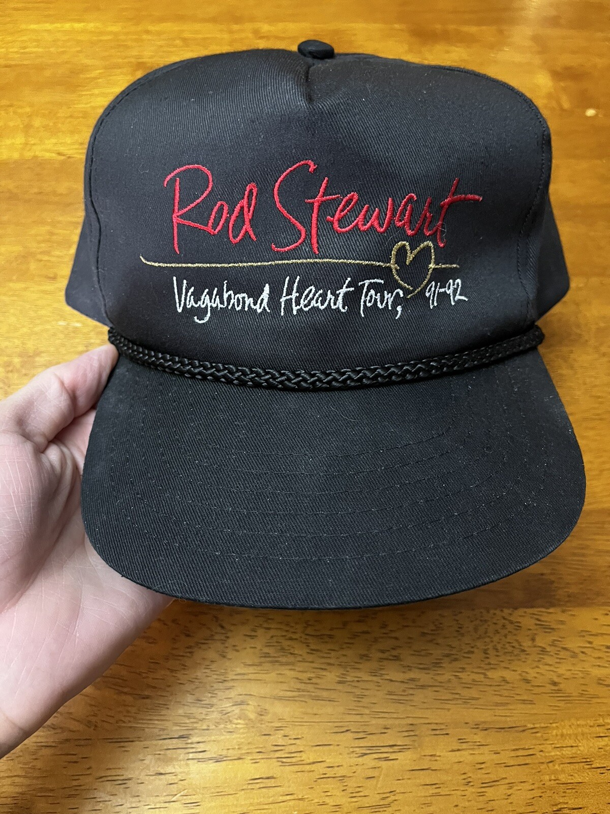VTG Rod Stewart Hat Cap SnapBack Trucker Vagabond Heart Tour 90s USA Made Music