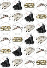24 x 4.5cm STAR WARS #1 EDIBLE WAFER PAPER CUPCAKE TOPPERS