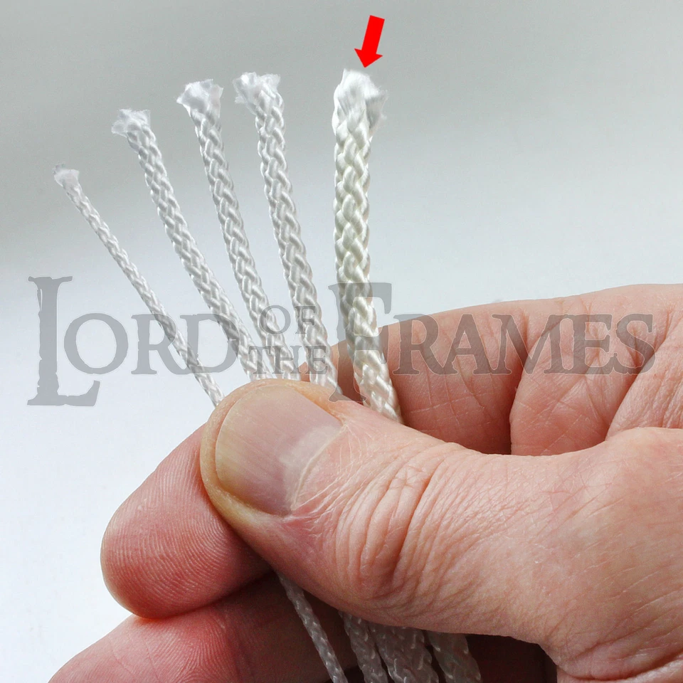 10m x 4mm Bajo Estiramiento Poliéster Marco de Imagen Colgante Blanco Trenzado Cable - 84kg