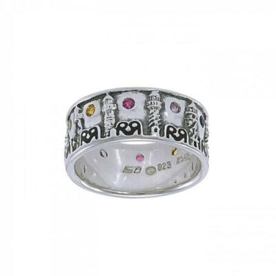 Lighthouse 925 Sterling Silver Ring Fine Nautical Ocean Sea Jewelry Mixed Gems