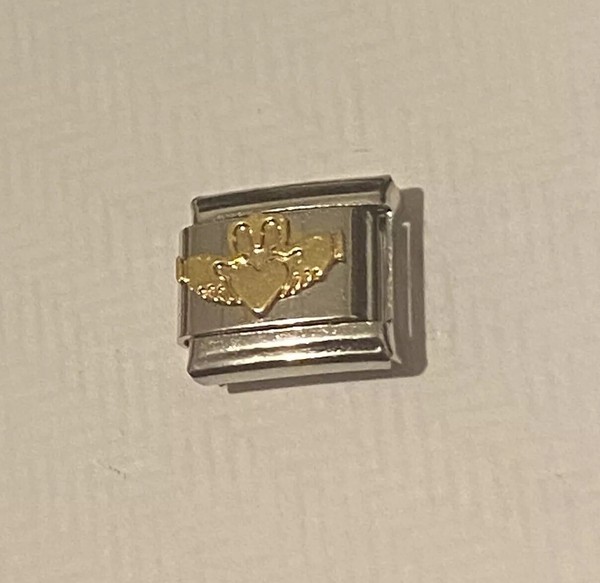 Alternate view of New Gold Plated Claddagh Italian Charm Fits 9mm Classic Nomination Bracelet