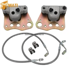 Front Brake Calipers & Pads w/Brake Line for Polaris ATP 330 ATP 500 Diesel 455