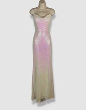 B Darlin Women's Juniors' White Sequined Cowlneck Lace-Up Gown Dress Size 7/8