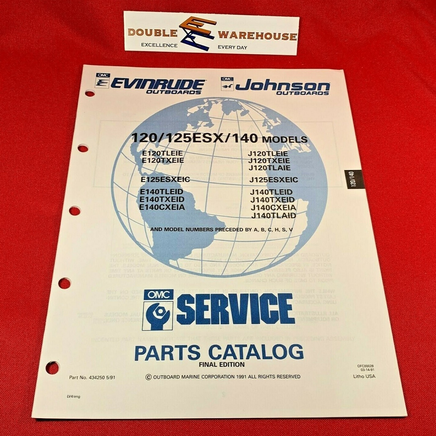 1991 OMC Parts Catalog 120 125ESX 140 Models Evinrude Johnson 434250