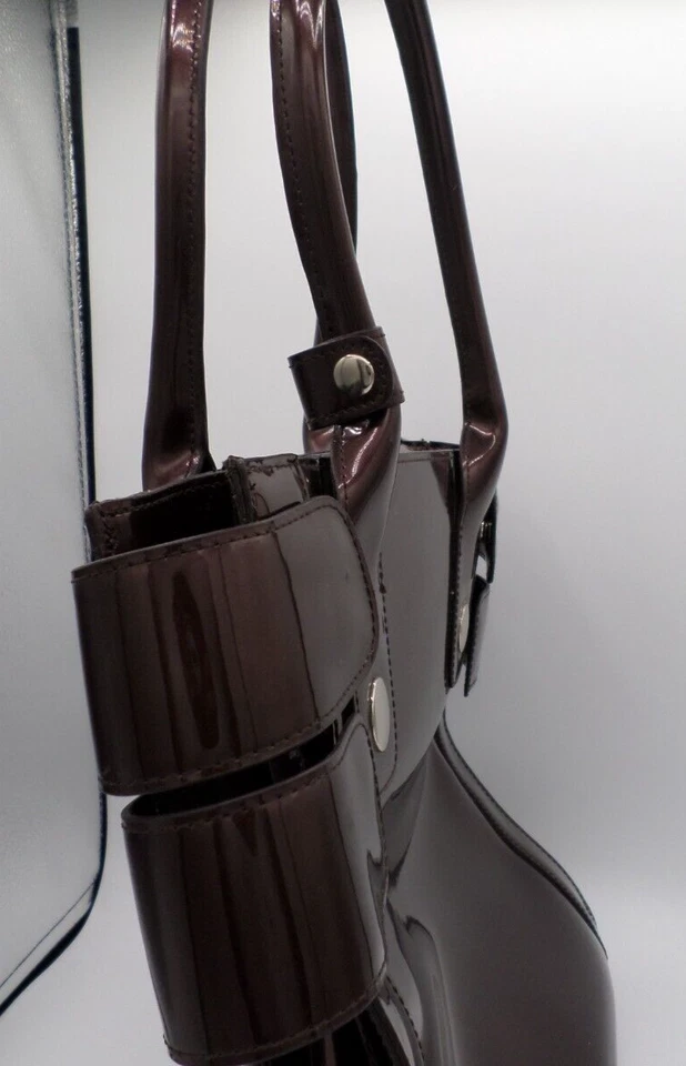 Bolso de mano BEIJO marrón oscuro/bronce charol look grande pesado elegante Foto 3 de 4