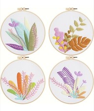 Embroidery Kit for Beginners -4 Sets Embroidery Kit for Adults,Easy Learn...