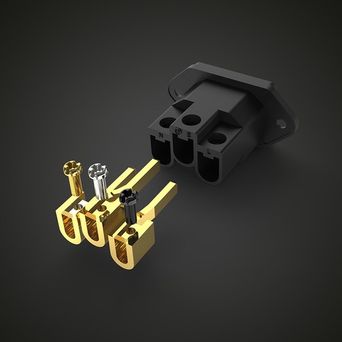 HIFI IEC Inlet AC Buchse Audio Grade Pure Copper Gold Plated Black Audio Buchse - Picture 9 of 10