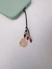 White Jade Rabbit Lucky Charm, Rabbit Phone Charm, Rabbit Bag Charm Decor