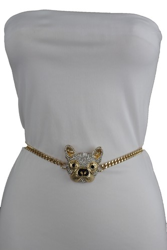 VTG Statement Rhinestone Crystal Chain Skinny Belt Sz XS-M  display picture 1