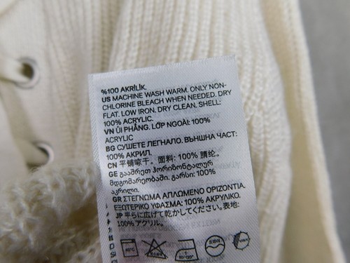 H & M Womens Sweater Medium Tan Knit Tie Front Caged Long Sleeve V Neck NEW NWT - Picture 6 of 8