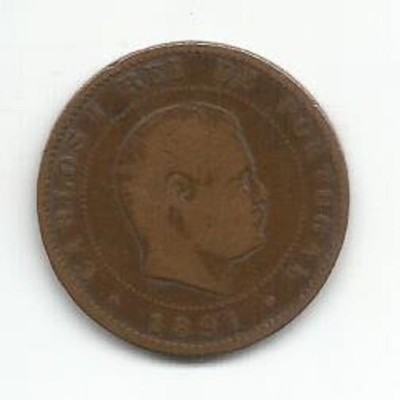 PORTUGAL 10 REIS 1891-A (PARIS) D. CARLOS I