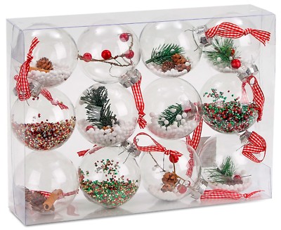 Acquista Online Set 12 Palline di Natale in Vetro con Decoro Barocco Glitter Oro