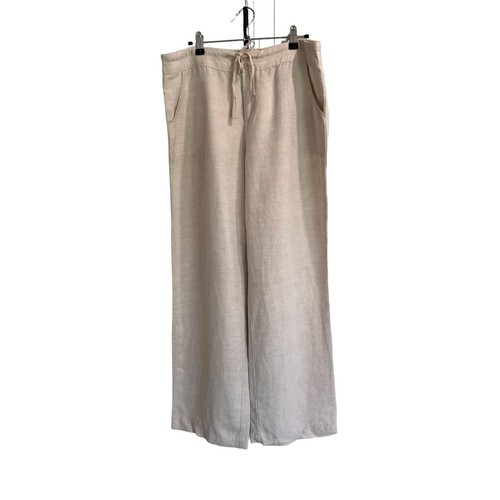 Coldwater Creek Natural Fit Women’s Size 14 Flax Tan Linen Pants Straight Leg