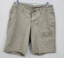 The North Face Shorts Womens 4 Long Tan Khaki Button Pocket Outdoor Hiking