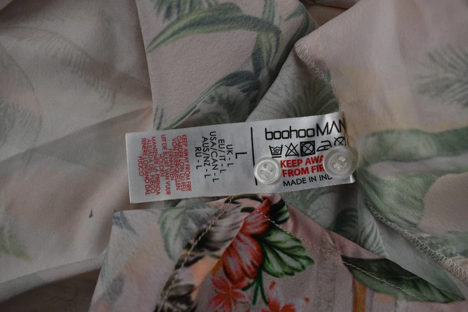 Camisa Boohoo Hombre Floral Manga Larga Abotonada Talla L Foto 4 de 4