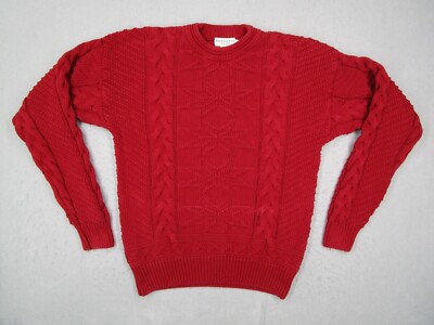 Vintage Abercrombie Fitch Sweater Mens Medium Red Cable Knit